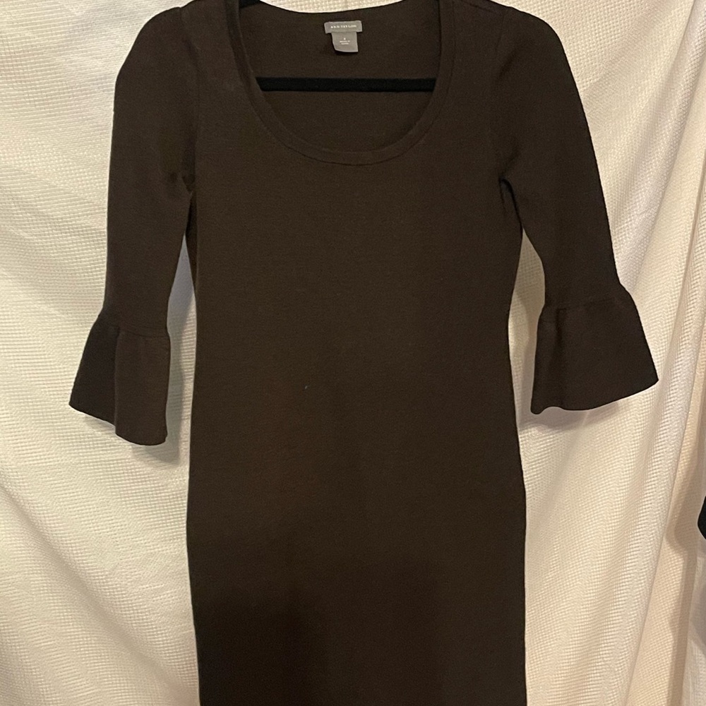 Ann Taylor Brown Sheath Dress with Scoop Neck